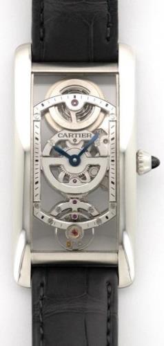 Cartier Herrklocka WHTA0009 Tank Cintree Skelettskuren/Läder