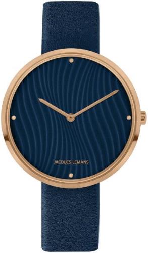 Jacques Lemans Damklocka 1-2093J Design Blå/Läder Ø36 mm