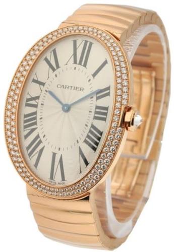 Cartier Damklocka WB520003 Baignoire Silverfärgad/18 karat roséguld