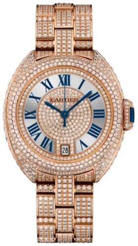 Cartier Damklocka HPI01040 Cle de Silverfärgad/18 karat roséguld