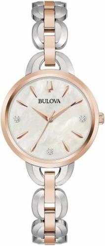 Bulova Damklocka 98P210 Sutton Vit/Roséguldstonat stål Ø28 mm