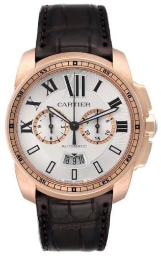 Cartier Calibre de Cartier Herrklocka W7100044 Silverfärgad/Läder