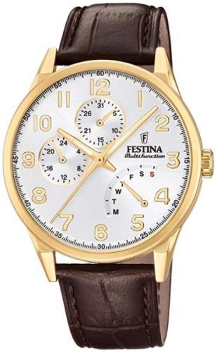 Festina 99999 Herrklocka F20279-A Silverfärgad/Läder Ø42 mm