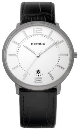 Bering Slim Herrklocka 11139-000 Vit/Läder Ø39 mm