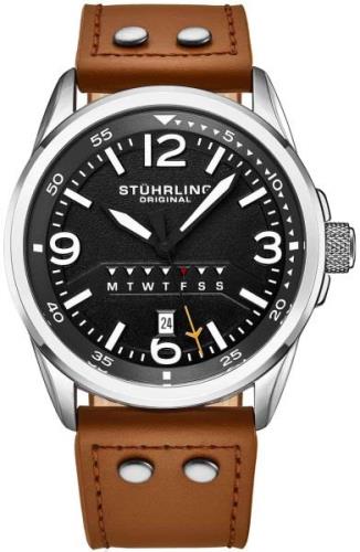 Stührling Original Aviator Herrklocka 447A.02 Svart/Läder Ø44 mm