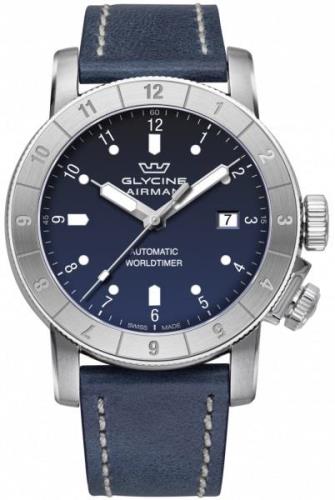 Glycine Airman Herrklocka GL0062 Blå/Läder Ø42 mm