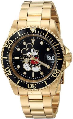 Invicta Disney Herrklocka 25107 Svart/Gulguldtonat stål Ø40 mm