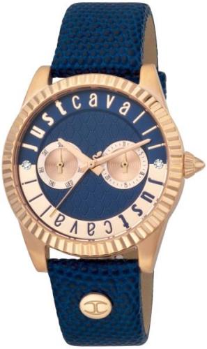 Just Cavalli 99999 Damklocka JC1L142L0035 Blå/Läder Ø36 mm