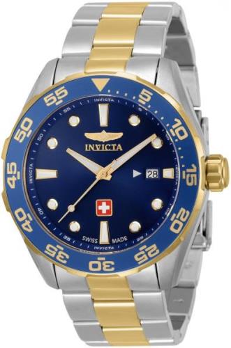 Invicta Pro Diver Herrklocka 33460 Blå/Gulguldtonat stål Ø44 mm