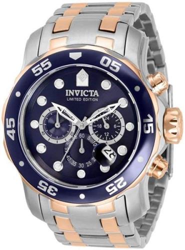 Invicta Pro Diver Herrklocka 30756 Blå/Roséguldstonat stål Ø48 mm