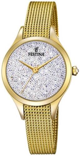 Festina Mademoiselle Damklocka F20337-1 Kristallinfattad/Gulguldtonat