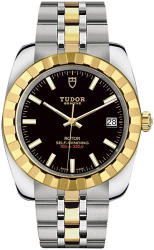 Tudor Classic Date 21013-0003 Svart/Gulguldtonat stål Ø38 mm