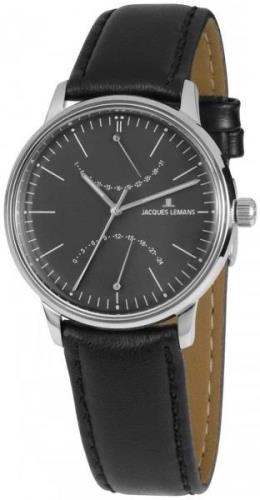 Jacques Lemans Retro Classic Herrklocka N-218A Svart/Läder Ø40 mm