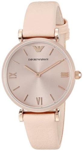 Emporio Armani Dress Damklocka AR11001 Roséguldstonad/Läder Ø32 mm