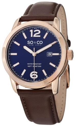 So & Co New York Madison Herrklocka 5011L.2 Blå/Läder Ø42 mm