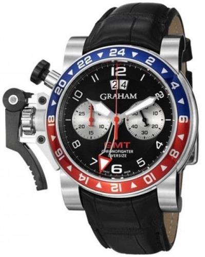 Graham Chronofighter Oversize Herrklocka 2OVHS.B39A Svart/Läder Ø47