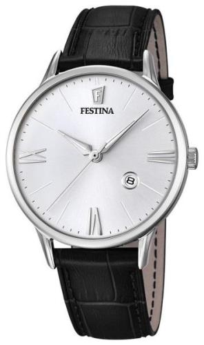 Festina Herrklocka F16824-1 Dress Silverfärgad/Läder Ø41 mm