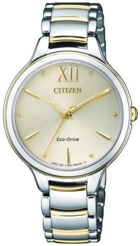 Citizen Damklocka EM0554-82X Elegance Beige/Gulguldtonat stål Ø32 mm