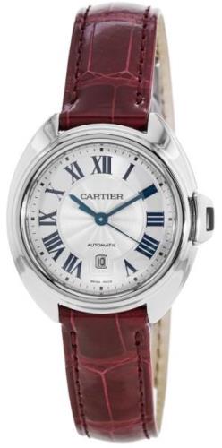 Cartier Damklocka WSCL0016 Cle de Silverfärgad/Läder Ø31 mm