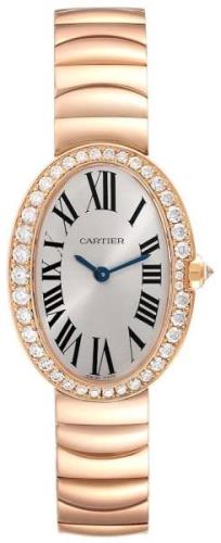 Cartier Damklocka WB520002 Baignoire Silverfärgad/18 karat roséguld