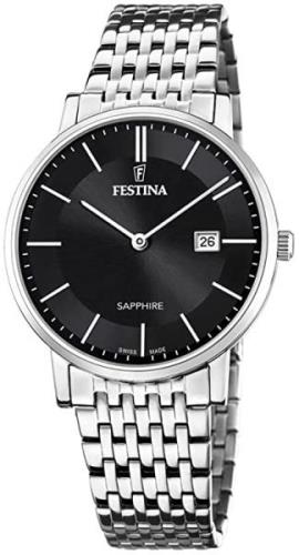 Festina Herrklocka F20018-3 Swiss Made Svart/Stål Ø39 mm