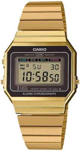 Casio Herrklocka A700WEG-9AEF Collection LCD/Gulguldtonat stål