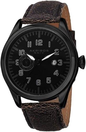 Akribos XXIV Herrklocka AK785BK Multi-Function Svart/Läder Ø46 mm