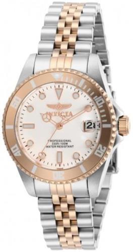 Invicta Damklocka 29193 Pro Diver Vit/Roséguldstonat stål Ø34 mm