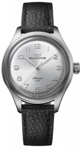 Glycine GL0333 Bienne 1914 Silverfärgad/Läder Ø39 mm