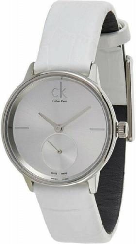 Calvin Klein Damklocka K2Y231K6 Dress Vit/Läder Ø32 mm