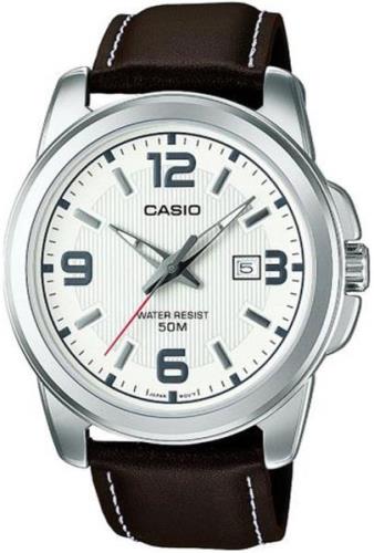 Casio Herrklocka MTP-1314PL-7A Vit/Läder Ø45 mm