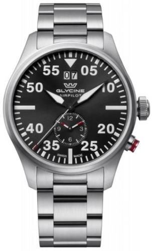 Glycine Herrklocka GL0363 Airpilot Dual Time Svart/Stål Ø44 mm