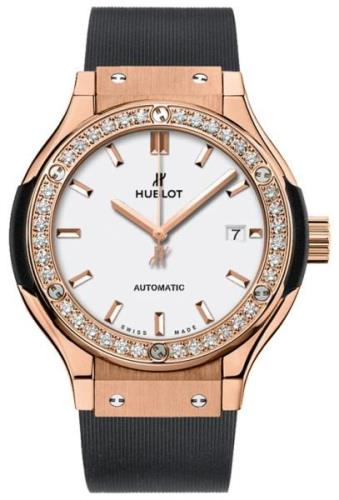 Hublot Damklocka 582.OX.2610.RX.1204 Classic Fusion Vit/Gummi Ø33 mm