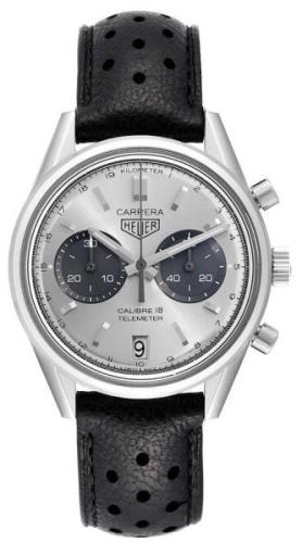 TAG Heuer Herrklocka CAR221A.FC6353 Carrera Silverfärgad/Läder Ø39