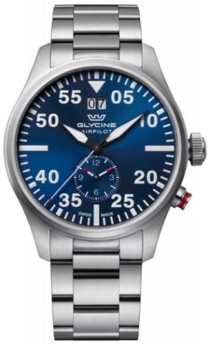 Glycine Herrklocka GL0362 Airpilot Dual Time Blå/Stål Ø44 mm