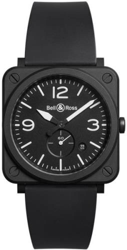 Bell & Ross Herrklocka BRS-BL-CEM BR S Quartz Svart/Gummi Ø39 mm