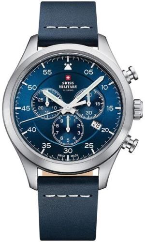 Swiss Military Herrklocka SM34076.05 Chrono Blå/Läder Ø43 mm