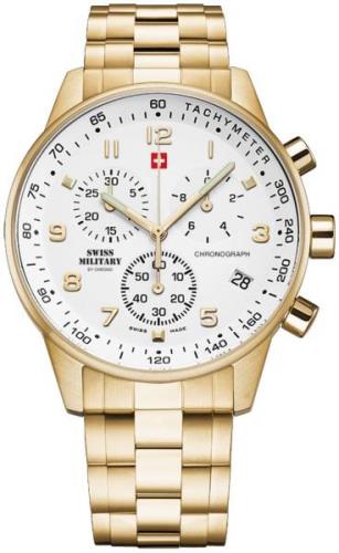 Swiss Military Herrklocka SM34012.03 Chrono Vit/Gulguldtonat stål