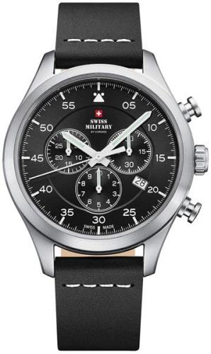 Swiss Military Herrklocka SM34076.04 Chrono Svart/Läder Ø43 mm