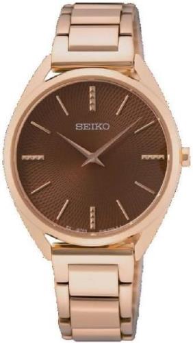 Seiko Damklocka SWR062P1 Dress Brun/Roséguldstonat stål Ø32 mm