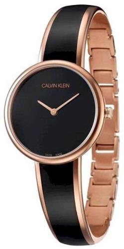 Calvin Klein Damklocka K4E2N611 Svart/Roséguldstonat stål Ø30 mm