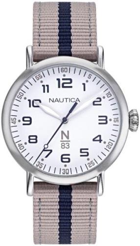 Nautica Damklocka NAPWLF921 Vit/Textil Ø40 mm