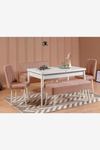 Hanah Home - Set med bord och stolar (5 delar) - Mina - Beige - Matgru...