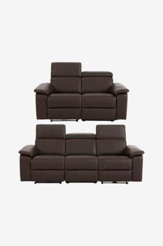 Loft24 - Soffa Tanaro Set 2/3pers Elektrisk - Brun - Soffor - Från Hom...