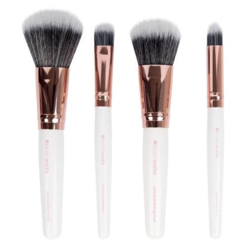 Brushworks White & Gold Travel Makeup Brush Set