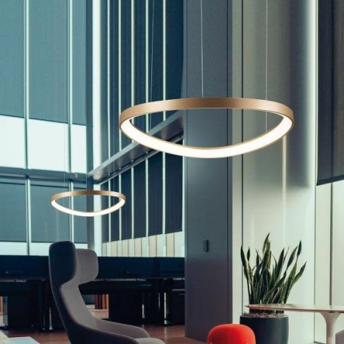 Viokef LED-hänglampa Loop, guld, Ø 60 cm