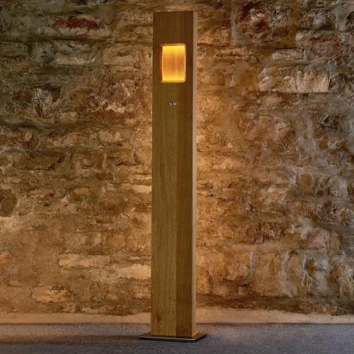 HerzBlut Pan LED-golvlampa oljad ek, dimbar