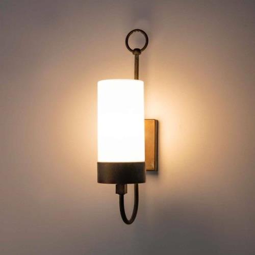 Moretti Luce Utomhusvägglampa 3355, mässing antik/opal