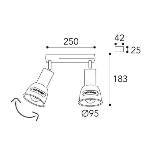 Moretti Luce Taklampa Azali 1548.E27, 2 lampor, antikmässing