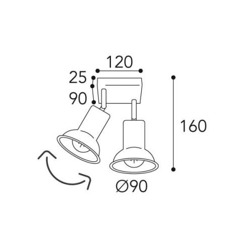 Moretti Luce Taklampa Genziana 1422.E27, 2 lampor antikmässing